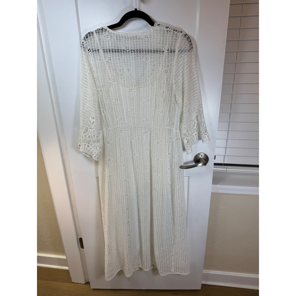Soft Surroundings White Lace Midi Dress Petite Small PS Wrap V-Neck Boho Bridal - Picture 6 of 9
